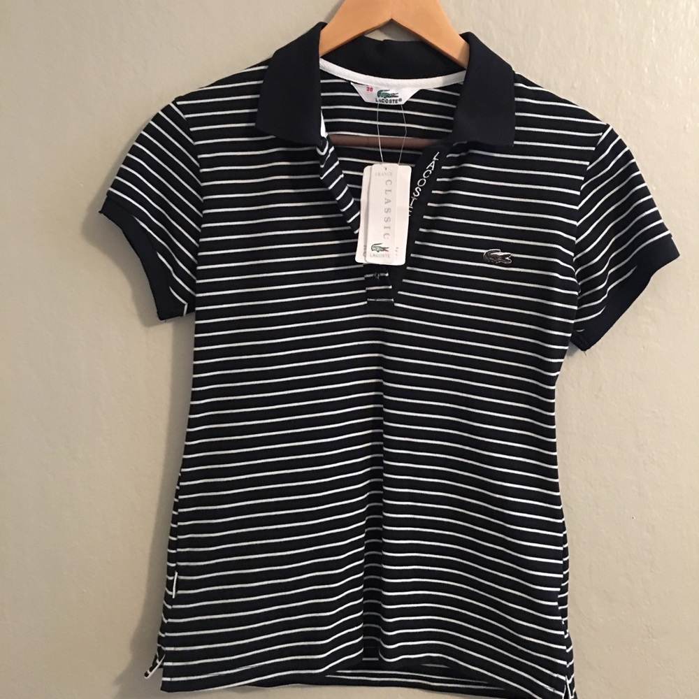 Black & white striped polo